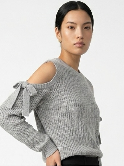 Azz | Boutique Gray Cold Shoulder Sweater Nwt